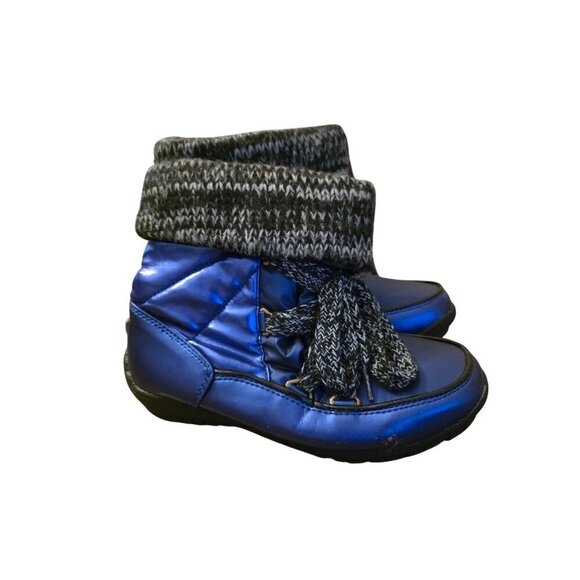 Sporto Waterproof Womens 8W Blue Quilted Winter Boots With Knit Cuffs & Sturdy S - Picture 1 of 16